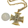 Custom Imperial Cross Pendant in Yellow Brass by Dax Savage Jewelry.