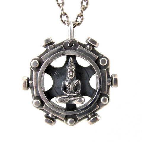 Spinning Buddha - white brass