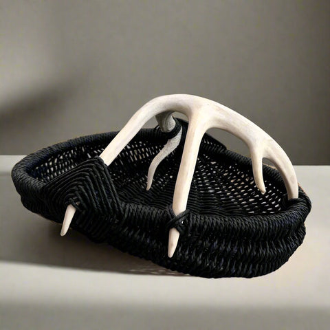 Custom Deer Antler Basket A24 - black/small