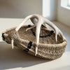 Custom handmade shed deer antler basket in natural and black stripe by LA based Artist, Dax Savage.