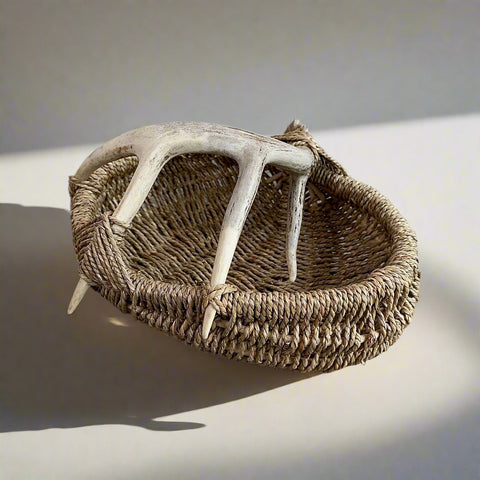 Custom Deer Antler Basket A35 - natural/small