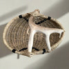 Custom handmade shed deer antler basket in natural and black stripe by LA based Artist, Dax Savage.