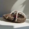 Custom handmade shed deer antler basket in natural and black stripe by LA based Artist, Dax Savage.