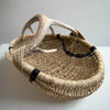 Custom handmade shed deer antler basket in natural and black stripe by LA based Artist, Dax Savage.