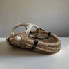 Custom handmade shed deer antler basket in natural and black stripe by LA based Artist, Dax Savage.
