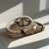 Custom handmade shed deer antler basket in natural and black stripe by LA based Artist, Dax Savage.