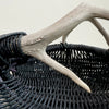 Custom shed deer antler basket in black handmade by LA based artist, Dax Savage.
