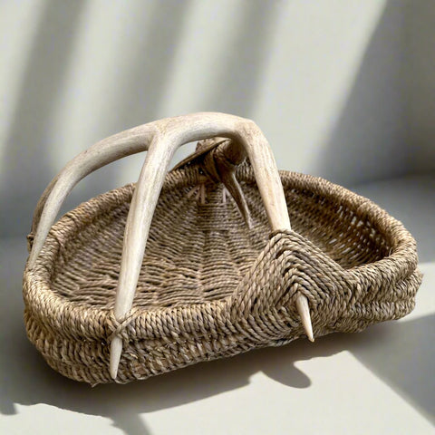 Custom Deer Antler Basket A29 - natural/medium