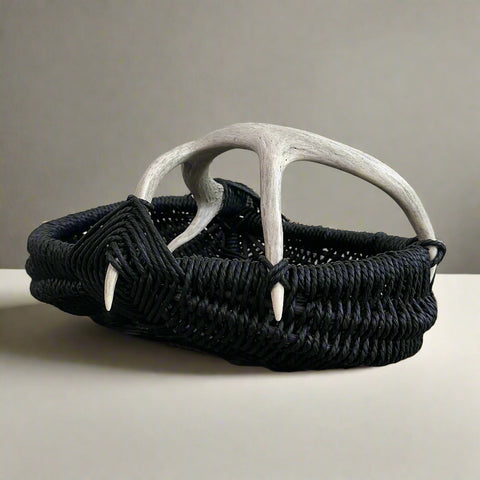 Custom Deer Antler Basket A32 - black/small
