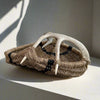 Custom handmade shed deer antler basket in natural and black stripe by LA based Artist, Dax Savage.
