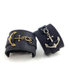 Custom Designer Anchor Cuff in Black Leather with Sterling Silver or Brass by Dax Savage Jewelry.