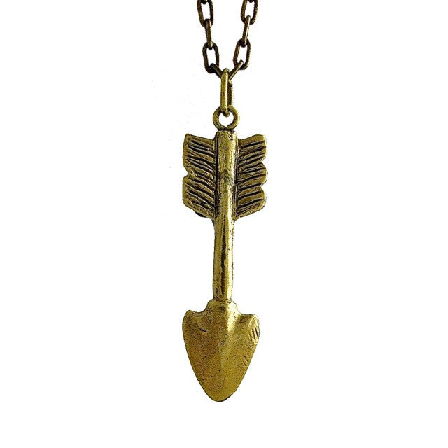 Custom Arrow Pendant in Rock Star Yellow Brass by Dax Savage Jewelry.