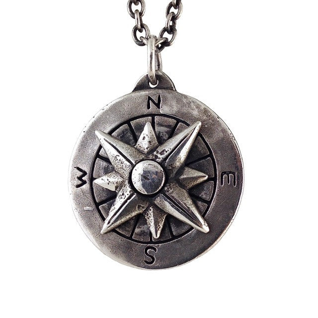 Custom Designer Compass Necklace in Sterling Silver by Dax Savage Jewelry.