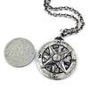 Custom Designer Compass Necklace in White Brass by Dax Savage Jewelry.