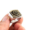 Custom Gear Signet Ring in Brass and Sterling Silver by Dax Savage Jewelry.