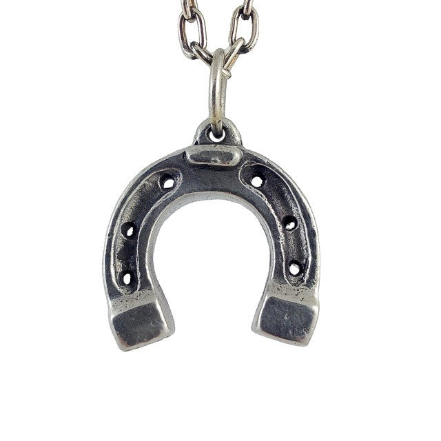 Custom Horseshoe Pendant in Sterling Silver by Dax Savage Jewelry.