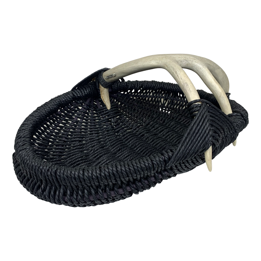 A Custom Deer Antler Basket in black handmade by Los Angeles Artist Dax Savage.