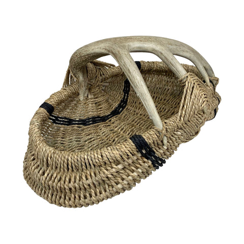 Custom Deer Antler Basket A28 - natural/blkstrp/medium