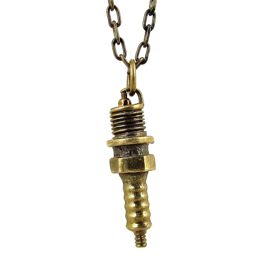 Custom Designer Spark Plug in Rock Star Brass by Dax Savage Jewelry