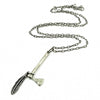 Custom Designer Tomahawk and Feather in White Brass by Dax Savage Jewelry