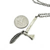 Custom Designer Tomahawk and Feather in White Brass by Dax Savage Jewelry